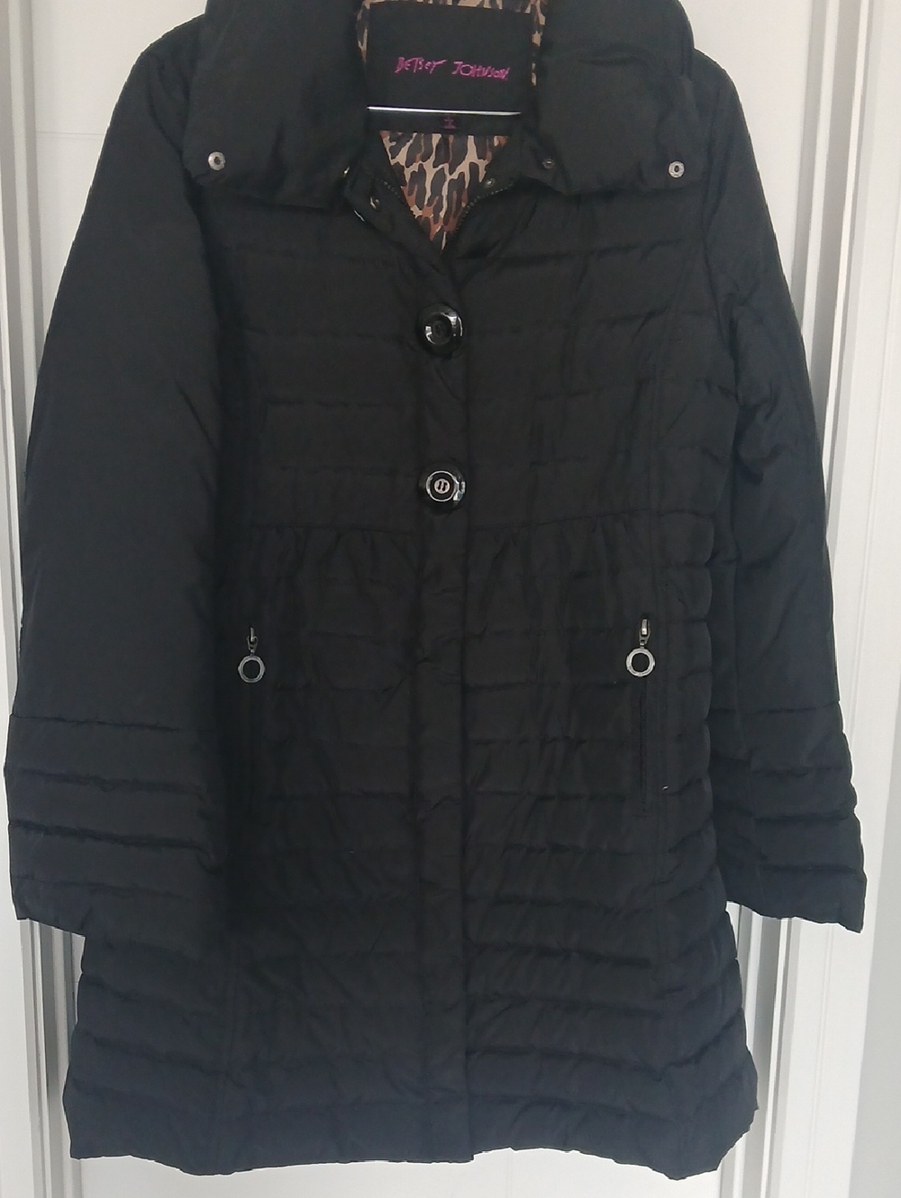 Betsey Johnson Black Quilted Puffer Coat